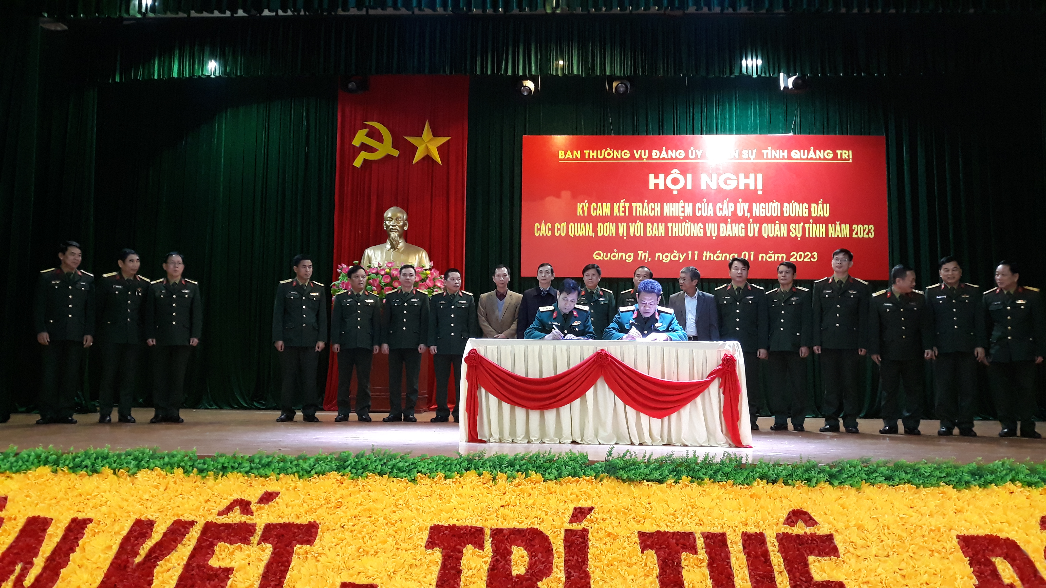 Cấp ủy, người đứng đầu các cơ quan, đơn vị thuộc Đảng bộ Quân sự tỉnh quyết tâm hoàn thành tốt nhiệm vụ năm 2023
