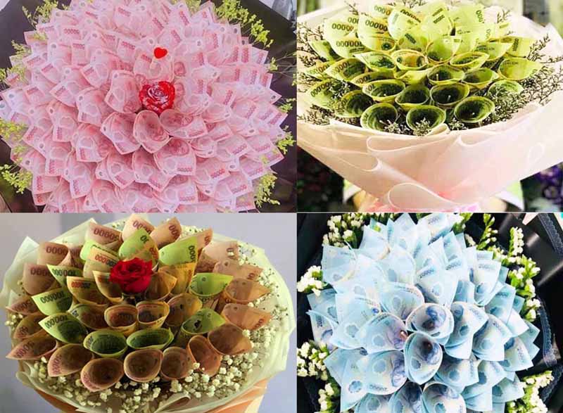 Cẩn thận khi sử dụng bó hoa làm bằng tiền