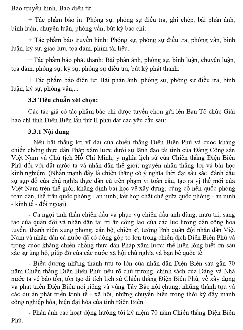 Kế hoạch Giải báo chí tỉnh Điện Biên lần thứ II - năm 2023