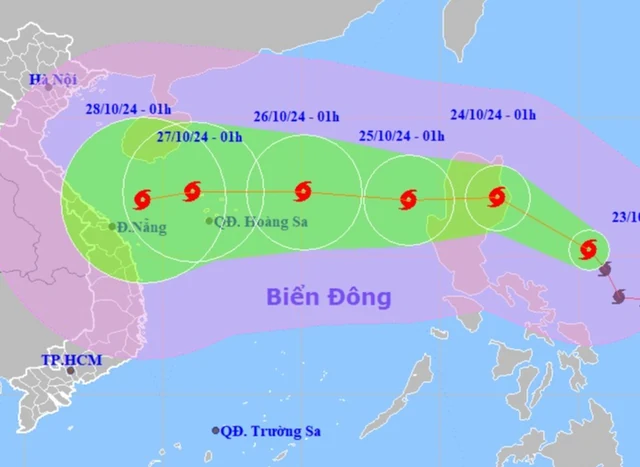 Bão Trami đang di chuyển rất nhanh, hướng vào Trung Bộ, sẽ gây mưa rất to