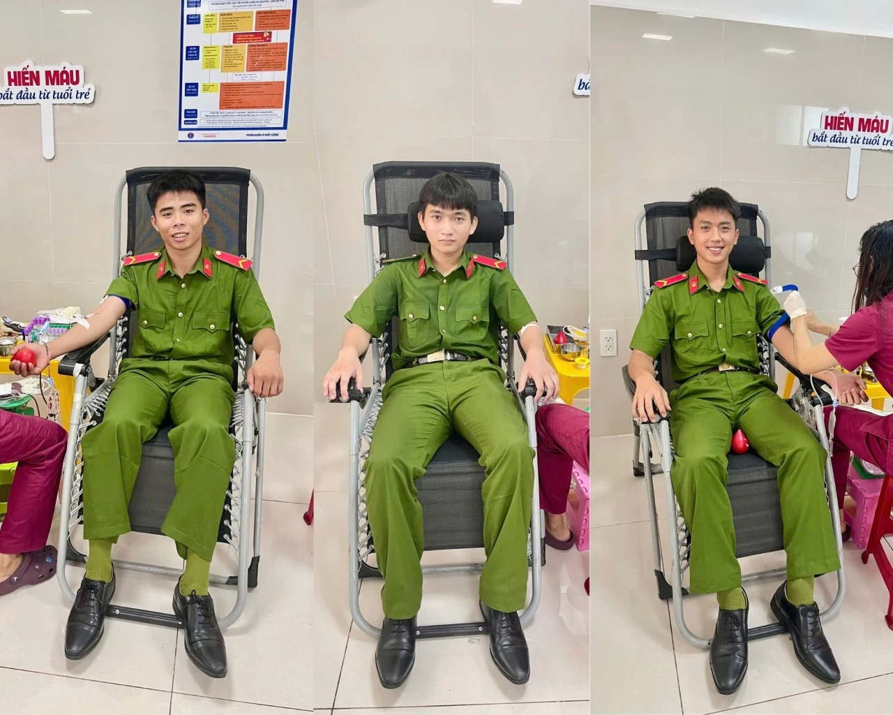 3 chiến sĩ Công an Quảng Trị kịp thời hiến máu cho bệnh nhân nguy kịch